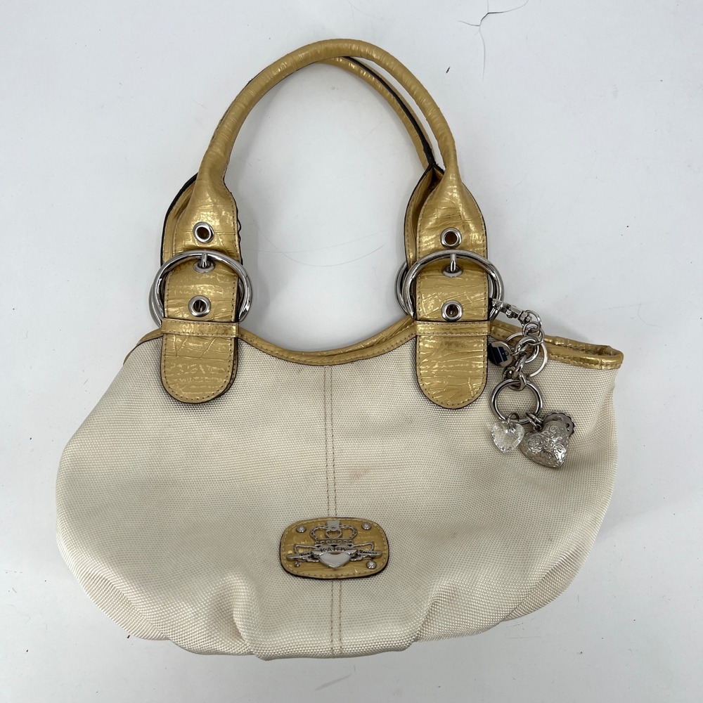 Vintage Y2K Big Buckle Shoulder Bag Purse Bag Charms Gold Croc‎ Bling